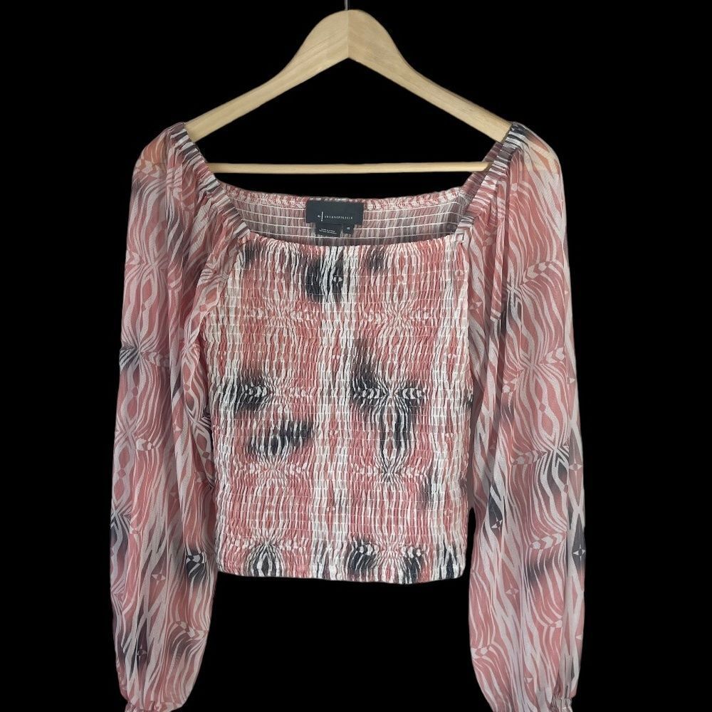 Anthropologie Rouen Watercolor Square Neck Top Sz XS